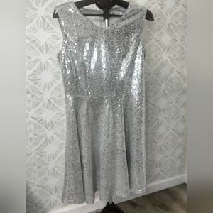 Girls Silver Sequin Dress Silver 14/16